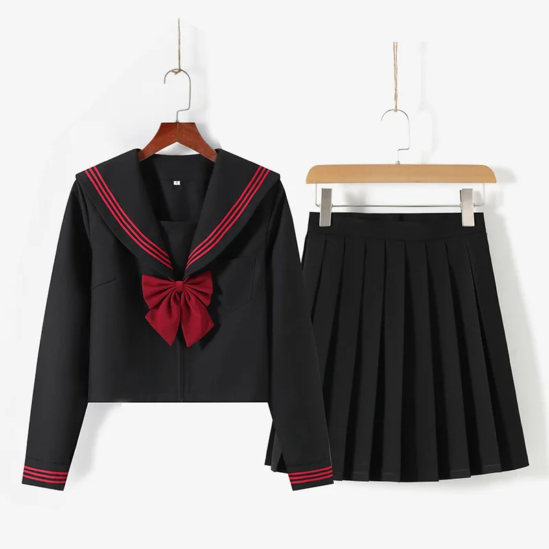 Japanese School Uniform Girl Jk Suit Red Tie Three Basic Sailor Uniform