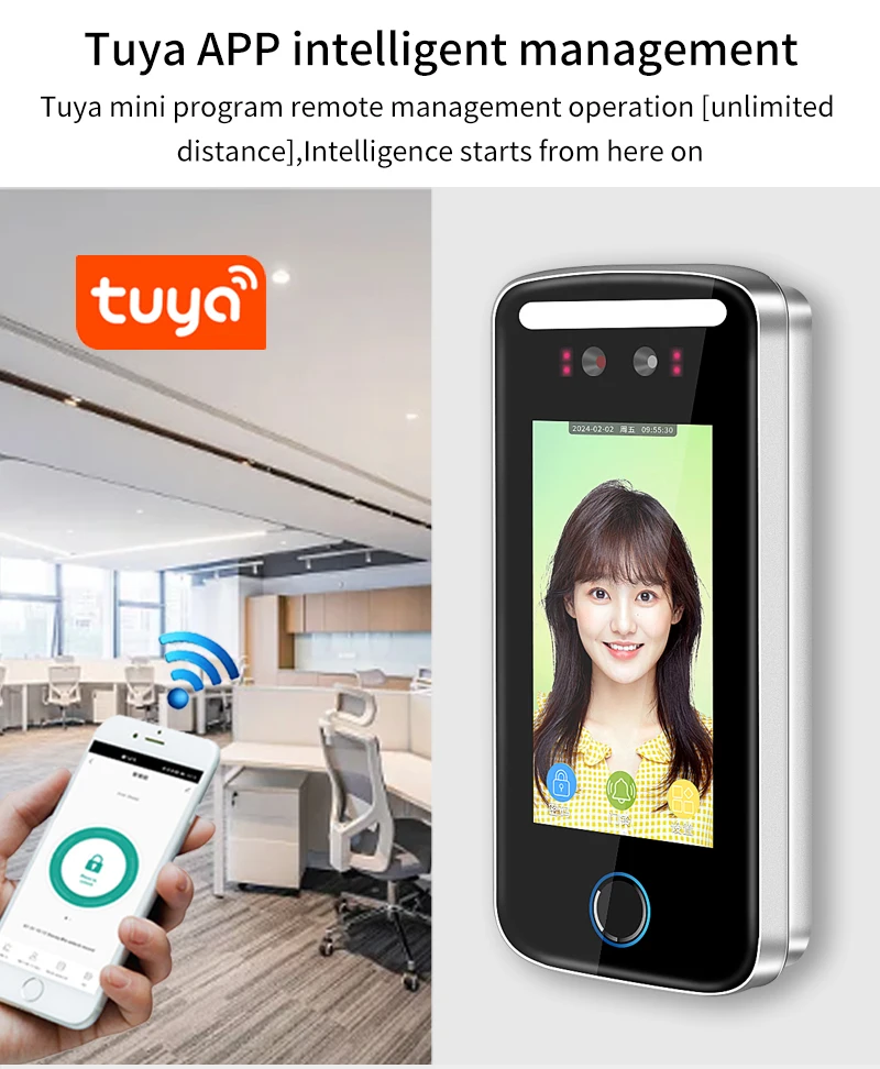 Tuya App Wifi AI Dynamic Face Recognition Reader Attendance Terminal 5000face TC