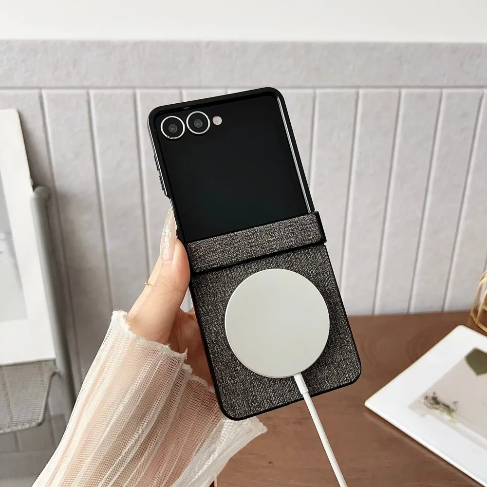 Premium Fabric Leather Magnetic Phone Case with Shockproof Hinge Protection