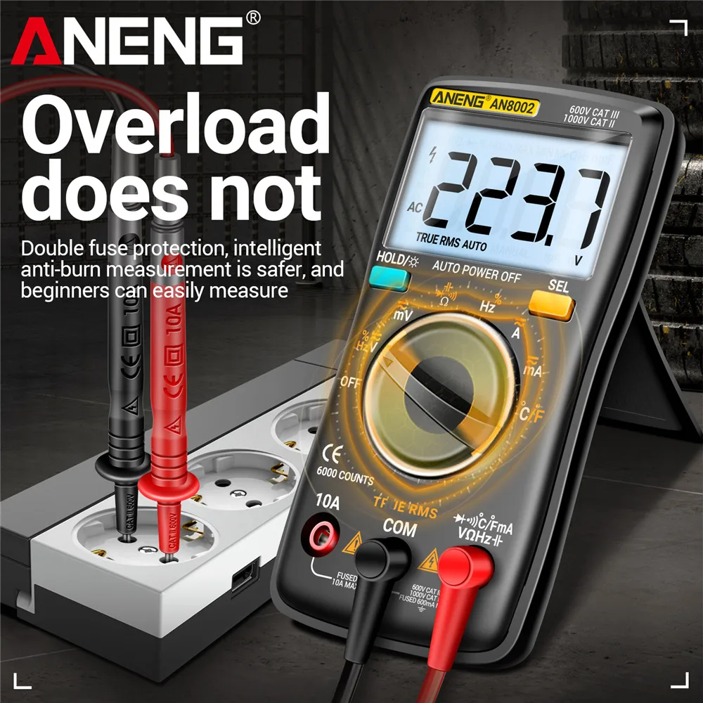ANENG AN8002 Multimeter 6000 Counts Backlight Lightweight Pocketed Multitester Smart Electrical Measurement Instruments Tools