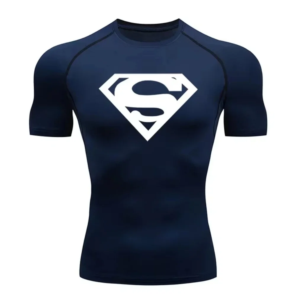 Maglietta Sportiva a Compressione da Uomo, T-Shirt a Maniche Corte ad Asciugatura Rapida, Top Estivo per Fitness, T-shirt da Bodybuilder per Corsa