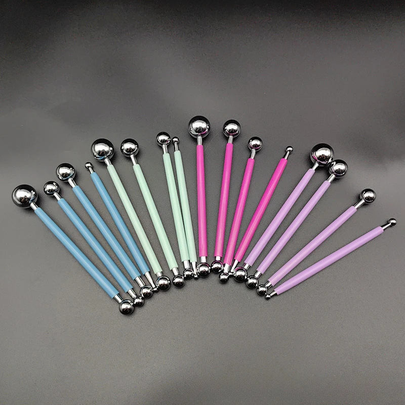 Stylo à Indentation en acier inoxydable, poterie douce à 8 têtes, tige à bille en acier, argile, outils en céramique faits à la main, bricolage, 4 pièces 4