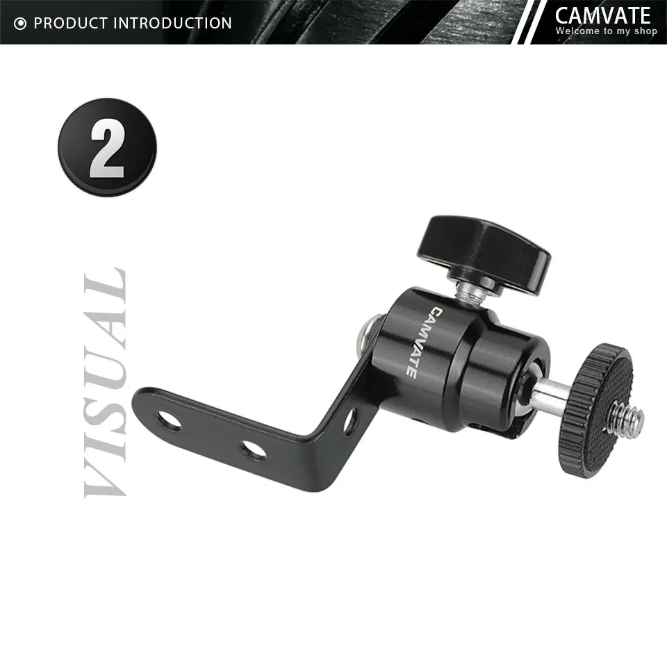 1/4"-20 Screw Connector Ball Head Support With L Type Wall Mount For Smartphone