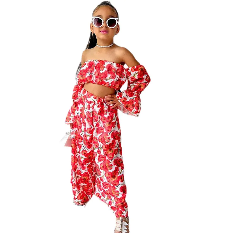 18YearsKidsBabyGirlClothesSetOffShoulderLongSleeveCropTops