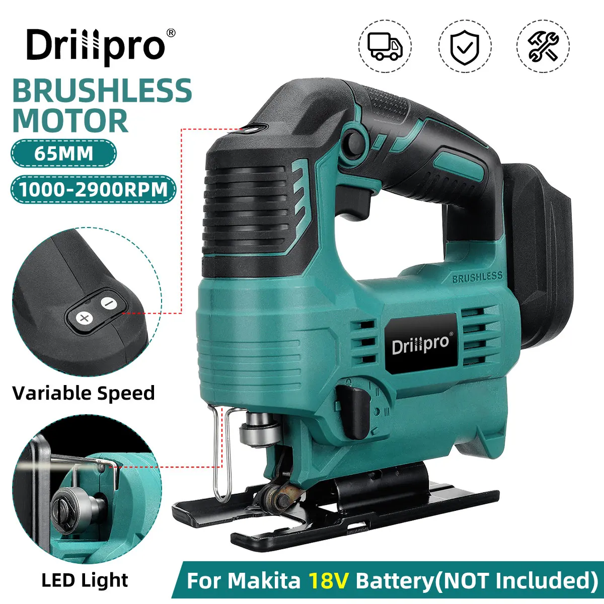 Drillpro 2900rpm 65mm 18v Brushless Jig Saw Electric Jigsaw Adjustable