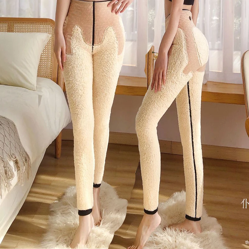 

Winter warm Faux Lambwool skintight Leggings Basic High Wasit Lift Hips Pants Women 2023 Casual Snow Wear Thick Pencil trousers