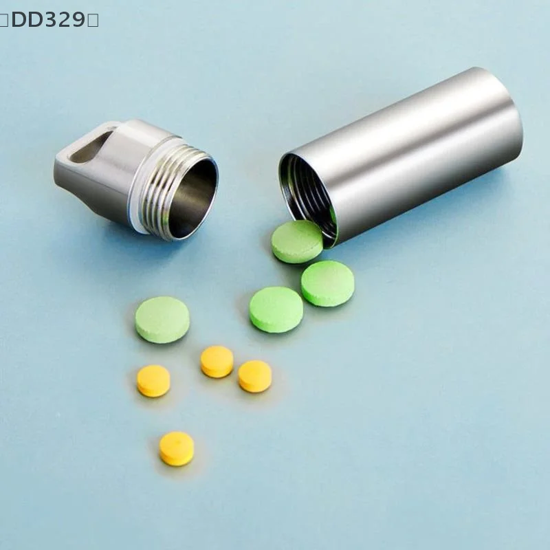 〔DD329〕 Mini Stainless Steel Sealed Capsule Waterproof Pill Box Camping Firstaid Pendant