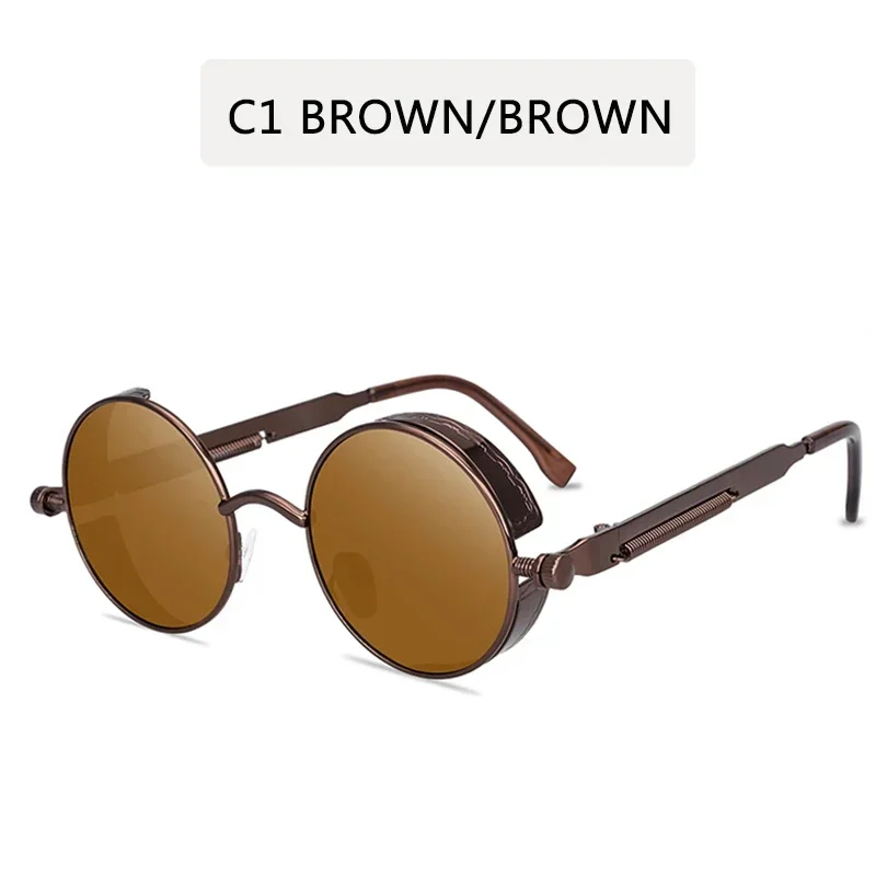 Steampunk Style Retro Round Sunglasses with Reflective Colorful Lenses