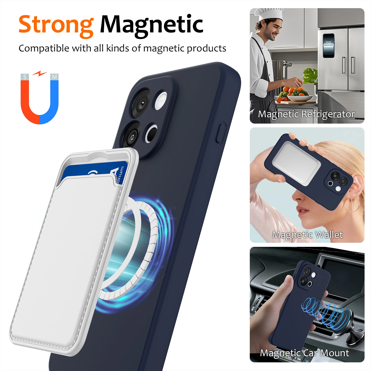 Magnetic Silicone Shockproof Lanyard Case - Soft Skin-Feel Cover