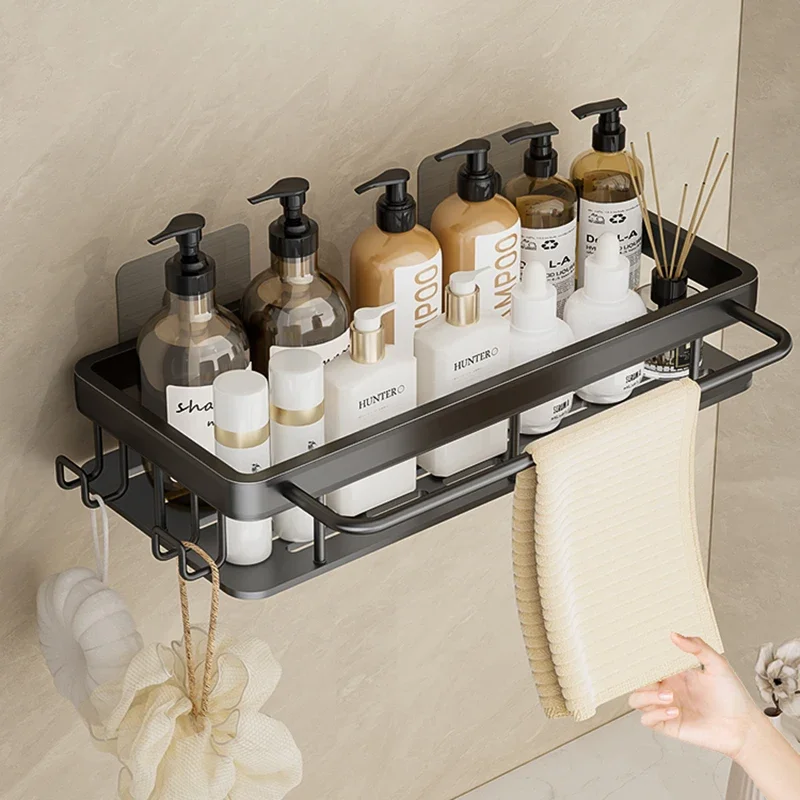 Wall shelf Wall Mounted 2 Tier Shelf No Drill Bathroom Shampoo Holder Floating Shelf Bathroom Kitchen Organizer