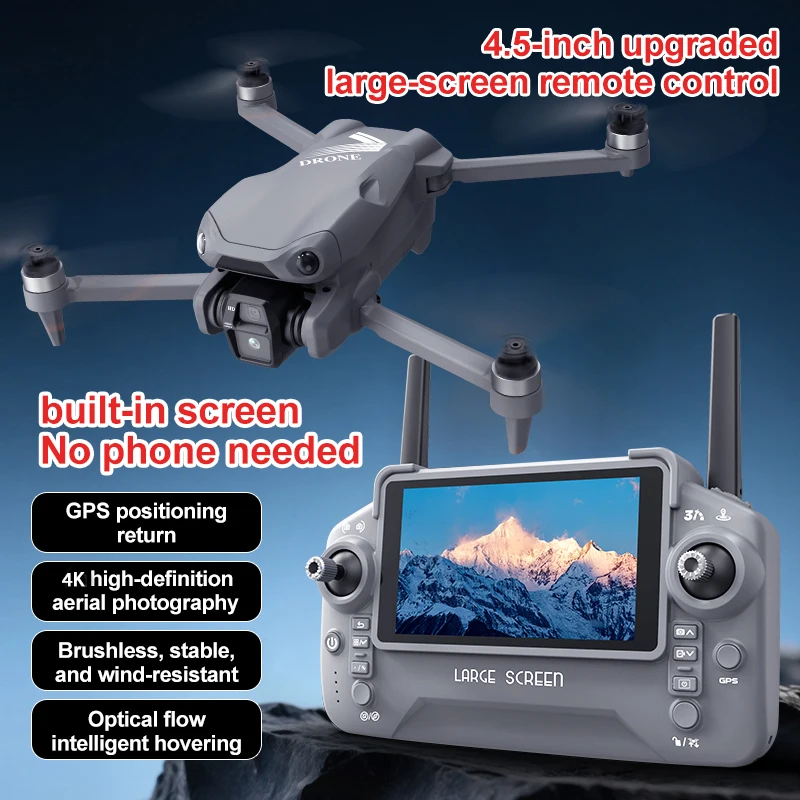 Drone G400 con Telecomando, Schermo da 4.5", GPS, WIFI, FPV, Doppia Fotocamera 4K, Evitamento Ostacoli, Volo Intelligente con Tracciamento e Quadricottero a Traiettoria Preimpostata - immagine 2