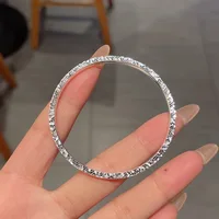 S999 Pure Silver Fashion Bracelet Three-Sided Crushed Ice Classic Sterling Silver Solid Bangle Fine Jewelry Gift New EW1004 1