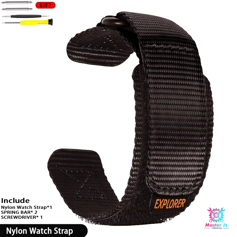 Breathable Sport Nylon Strap with Stainless Steel Waterproof Ring for Square Watch - 18mm Quick Release