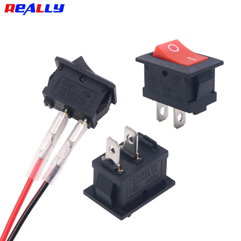 5PCS Rocker Schalter ON Off KCD1 Mini Kippschalter SPST 2Pin Snap-in Design Auto Boot Automotive mit Drähte Vorverdrahtet