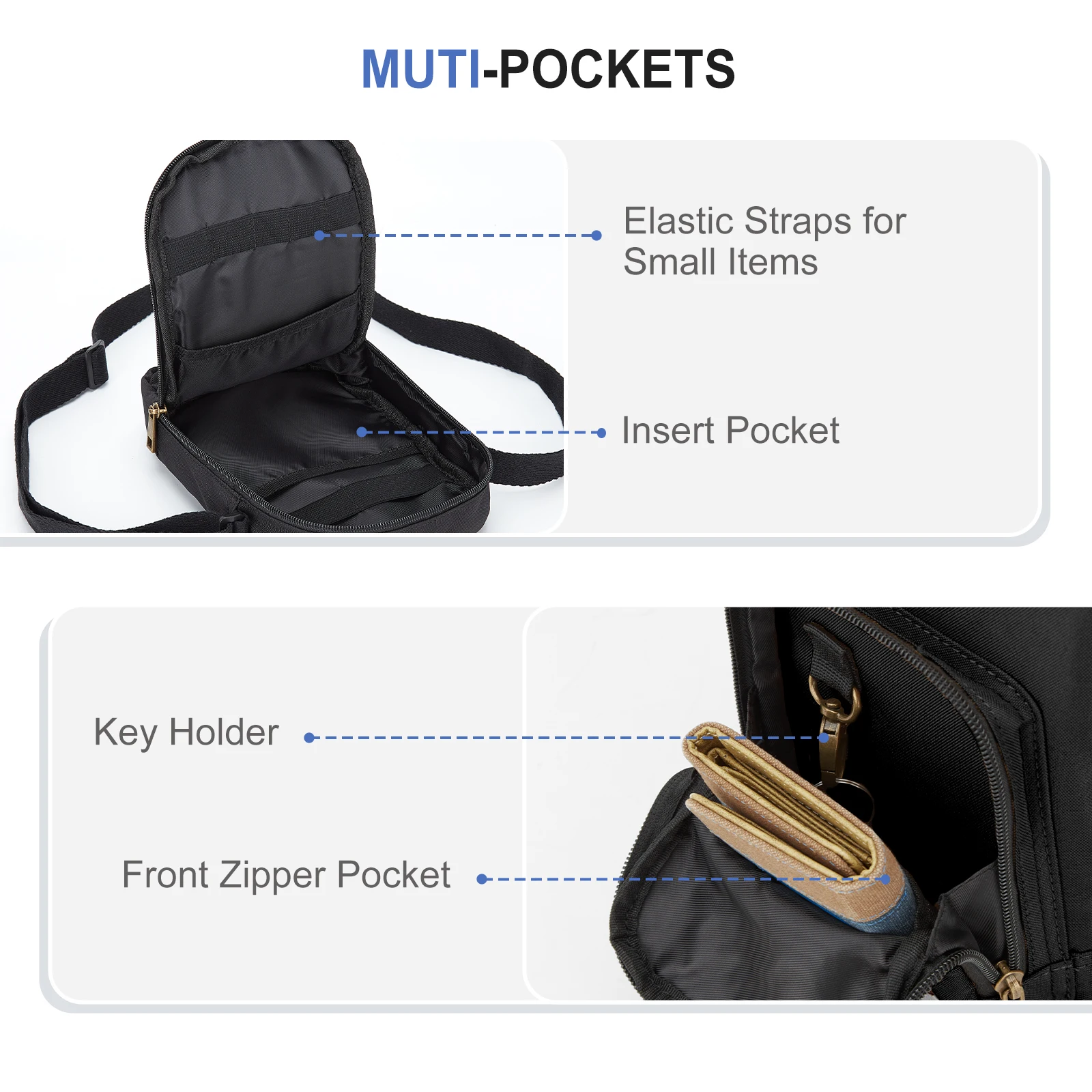 Small Shoulder Bag for Men, Men Women Crossbody Bags Mobile Walletn, Adjustable Strap Mini Bag for Work and Travel