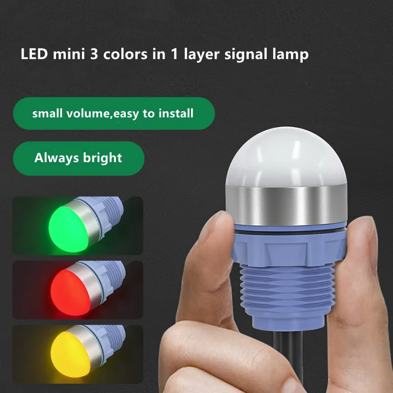 mini-indicateur-de-signal-led-tricolore-dia30-mm-24v-equipement-de-machine-outil-lampe-d'avertissement-hemisphere-etanche-espace-de-montage-de-22mm