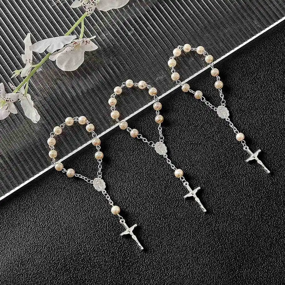 30Pcs Baptism Rosary Beads Finger Baptism Rosaries Faux Pearls for Baptism Favors Christening Favors Communion Favors 6