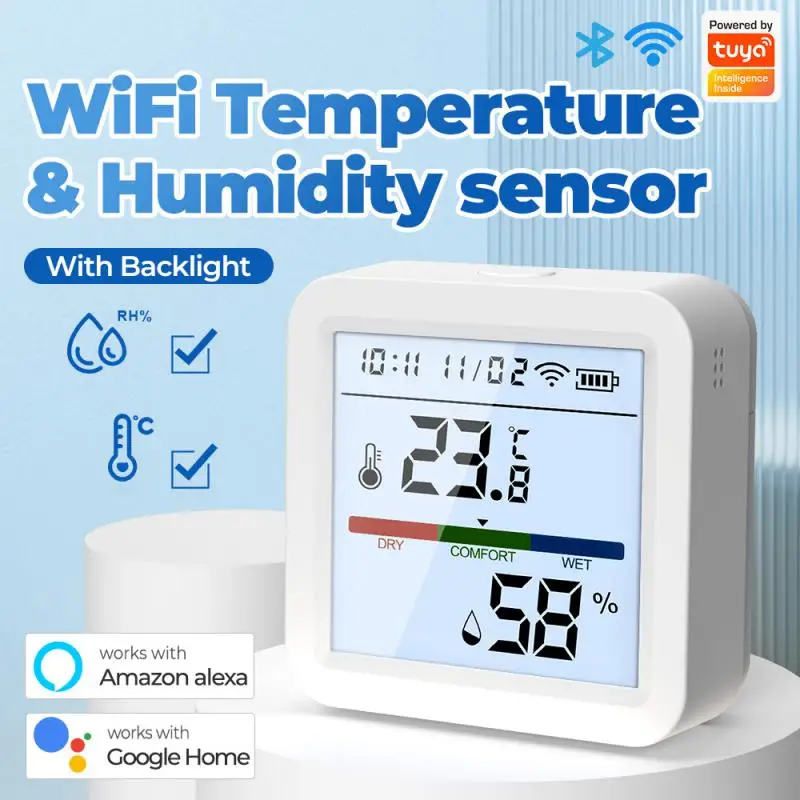 

Tuya Smart WIFI Temperature And Humidity Sensor Indoor Hygrometer Thermometer With Backlight LCD Display Support Alexa Google As