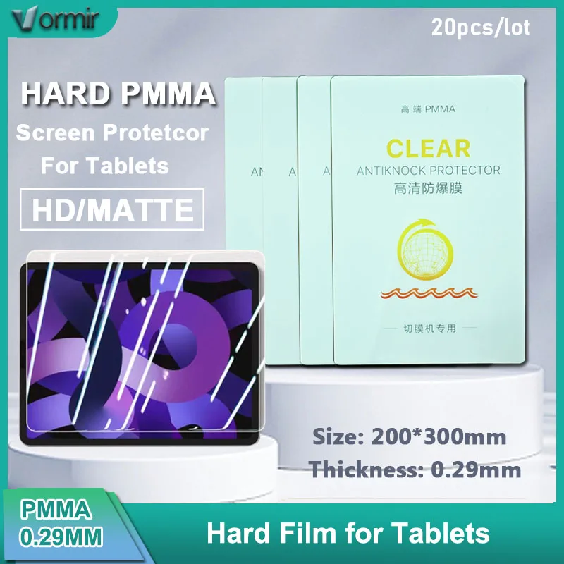 Vormir-protetor de Tela de Pmma Rígido para Tablet Transgênero Filme hd Ipad 10.2 10.9 Plotter Máquina de Corte 200×300 mm 20 Peças