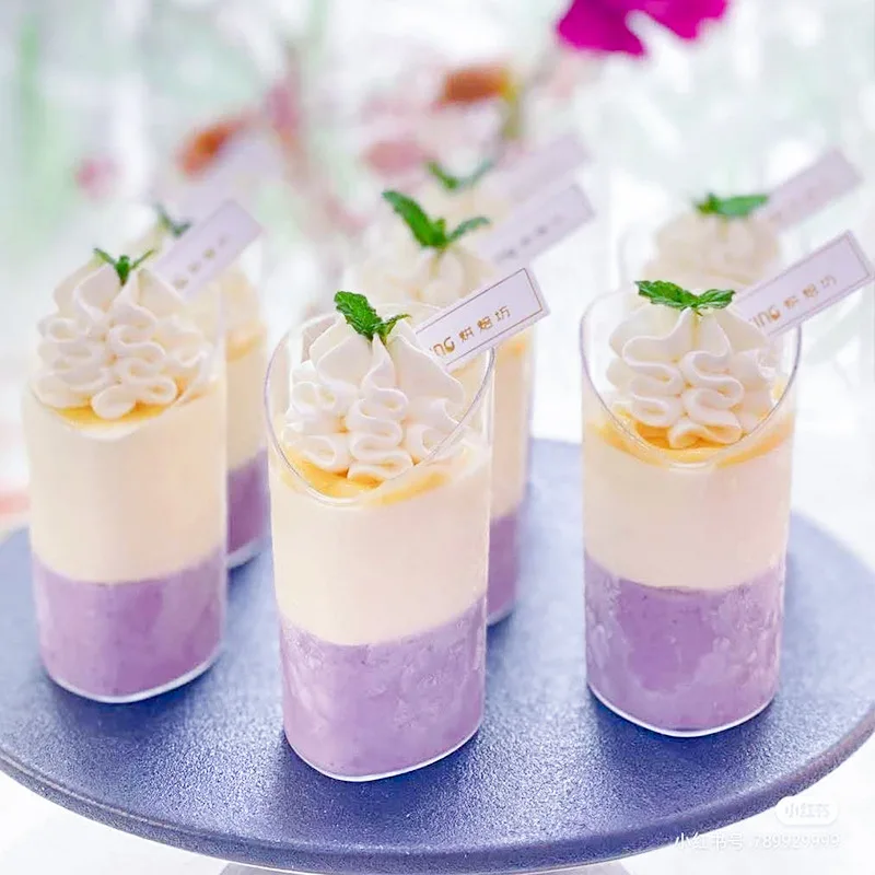 

5/10Pcs Mousse Cake Dessert Cups Clear Plastic Drink Lids Cup For Wedding Party Cups