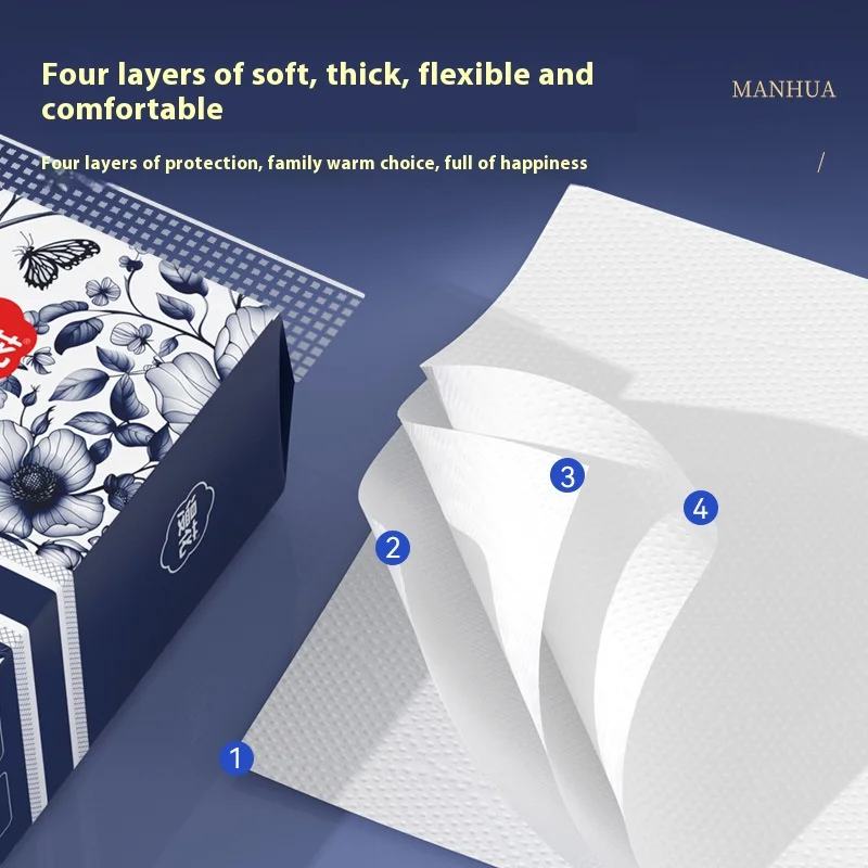 8 Hanging Facial Tissue Household Thickened and Enlarged 1000 Sheets Drawing Paper Soft Napkin Affordable Load Toilet Paper