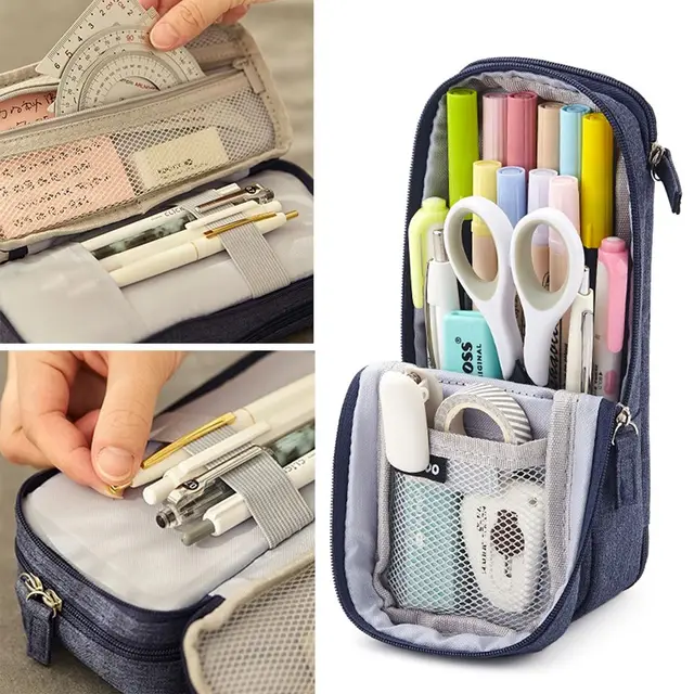 Canvas Zippered Large Foldable Pencil Case (2 Sizes)