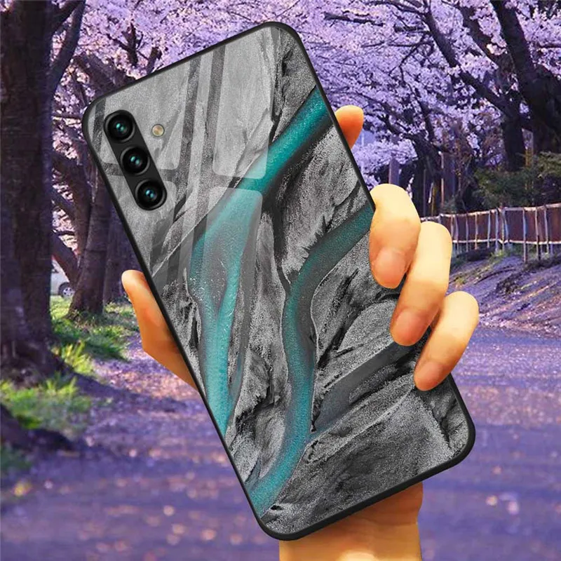 Tempered Glass Hard Cover Case for Samsung Galaxy - Space Design