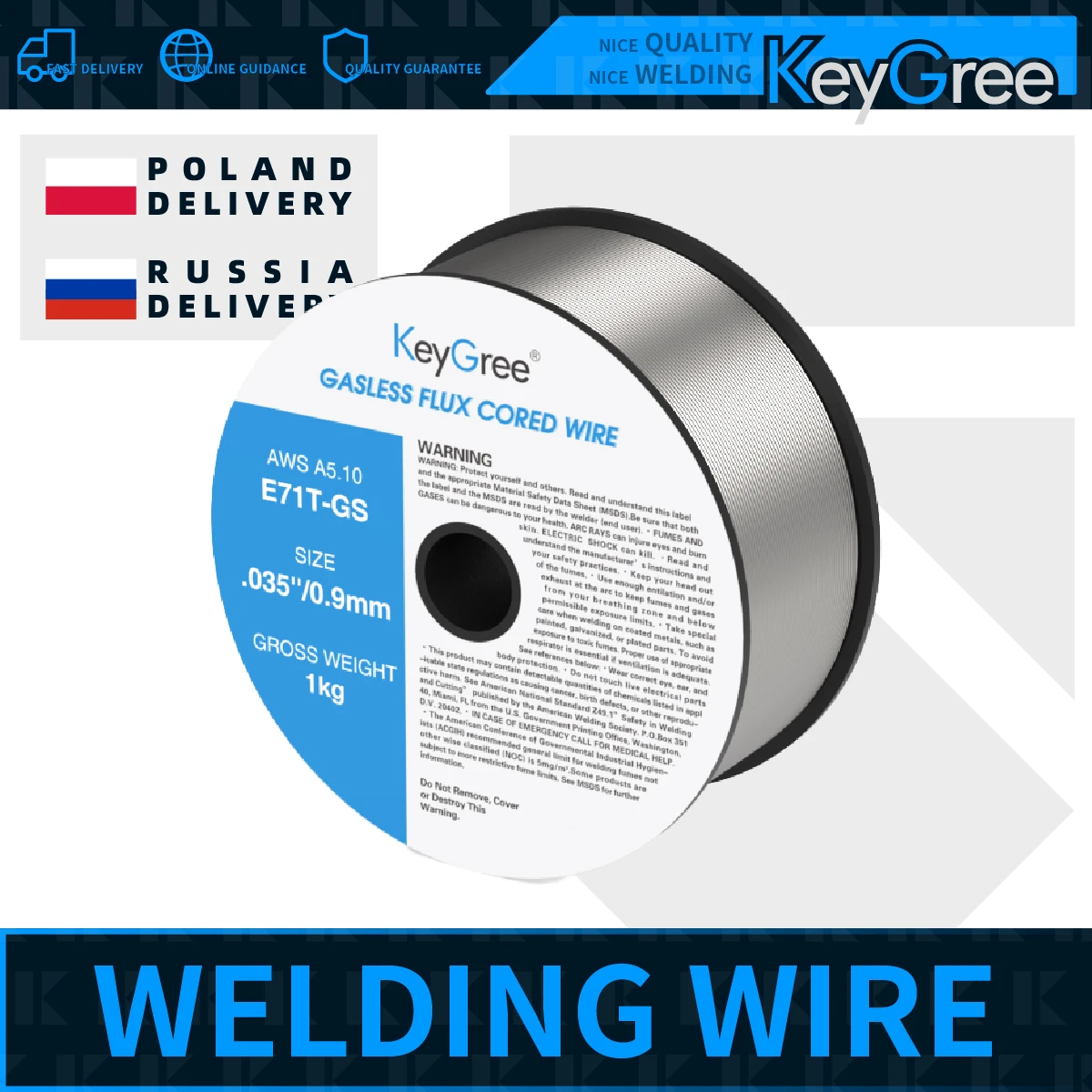 KeyGree MIG Welding Wire Diameter 0.8mm 1KG Gasless E71TGS AWS A5.20