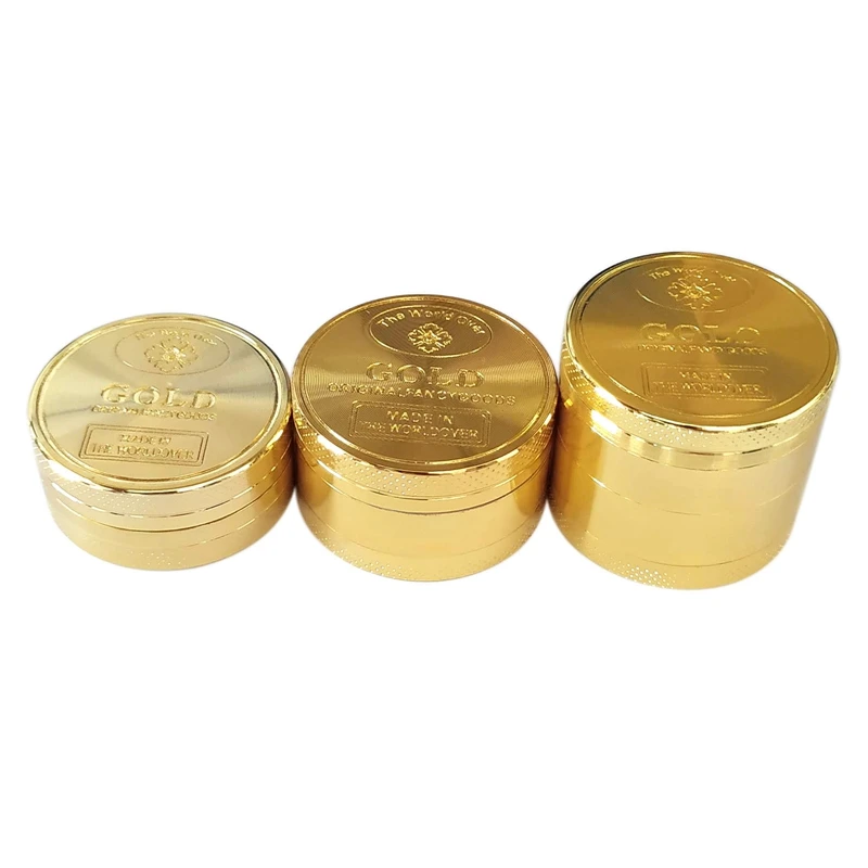 

4 Layer Gold Tobacco Grinder 40mm Zinc Alloy Dry Herb Crusher Grinders with Filter Screen Smoking Accessories