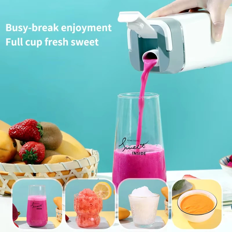 Electric Blender Rechargeable Portable Juicer USB Charging Hand Blender Electric Fruit Juicer 12 Blades Crushed Ice Juicer Cup 4