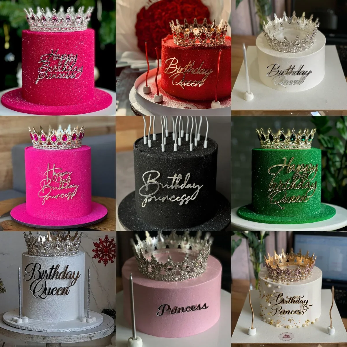 Vintage Gold Crown Cake Topper - Queen Princess Photo Prop For Birthday, Baby Shower Decor (3.14")