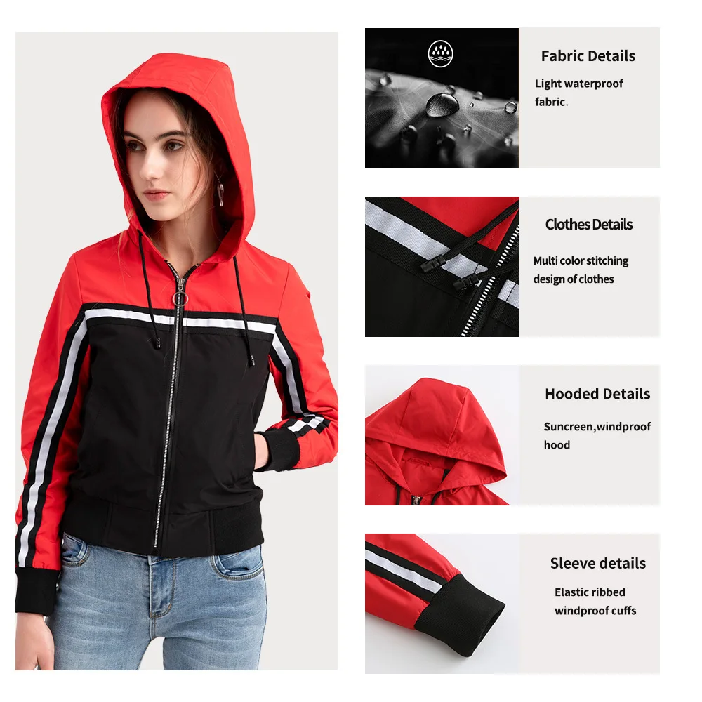 long puffer jacket 2022 Thin Windbreaker Women's Coat Color Matching Casual Jacket Women's Spring and Autumn Outdoor Raincoat packable down jacket