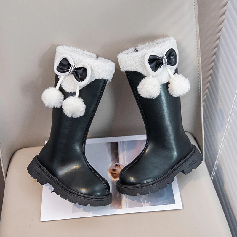 Girls Winter Mid Calf Boots Thermal Plush Soft Sole