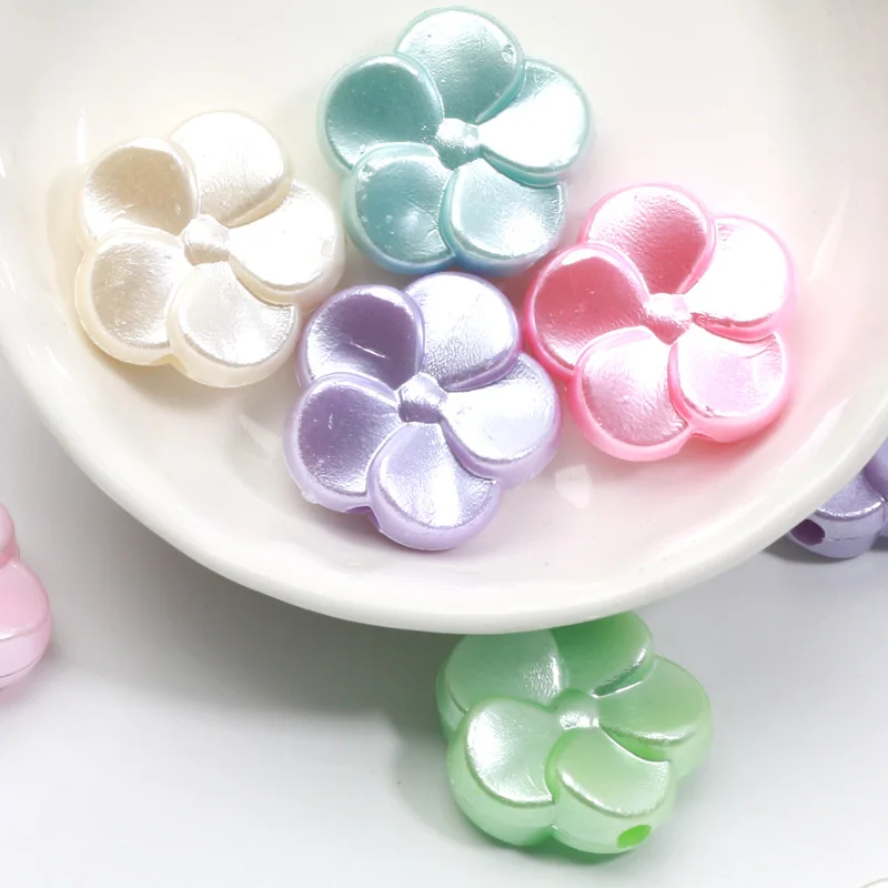 Flower Beads,24mm Flower Beads, Acrylic Beads,Mixed Color beads,Pastel  Flower Beads,100 pcs set