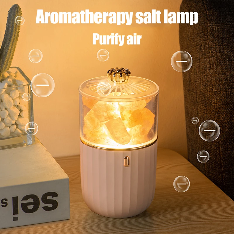 

Natural Negative Ion Lighting Aromatherapy Purification Desktop Night Lamp Colorful Crystal Salt Stone Lamp Car Atmosphere Lamps