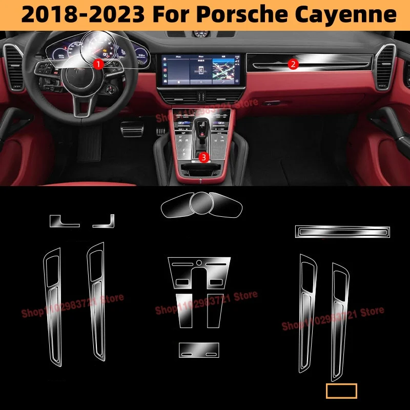 

Для Porsche Cayenne 2018-2023, панель коробки передач, экран навигации, Автомобильный интерьер, наклейка против царапин