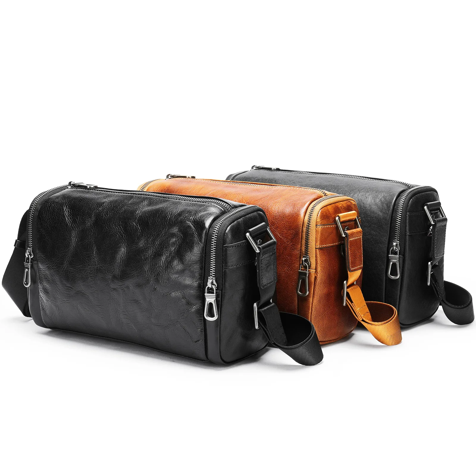 

New leather men's shoulder bag messenger bag men's fashion brand leather leisure function package wholesale
