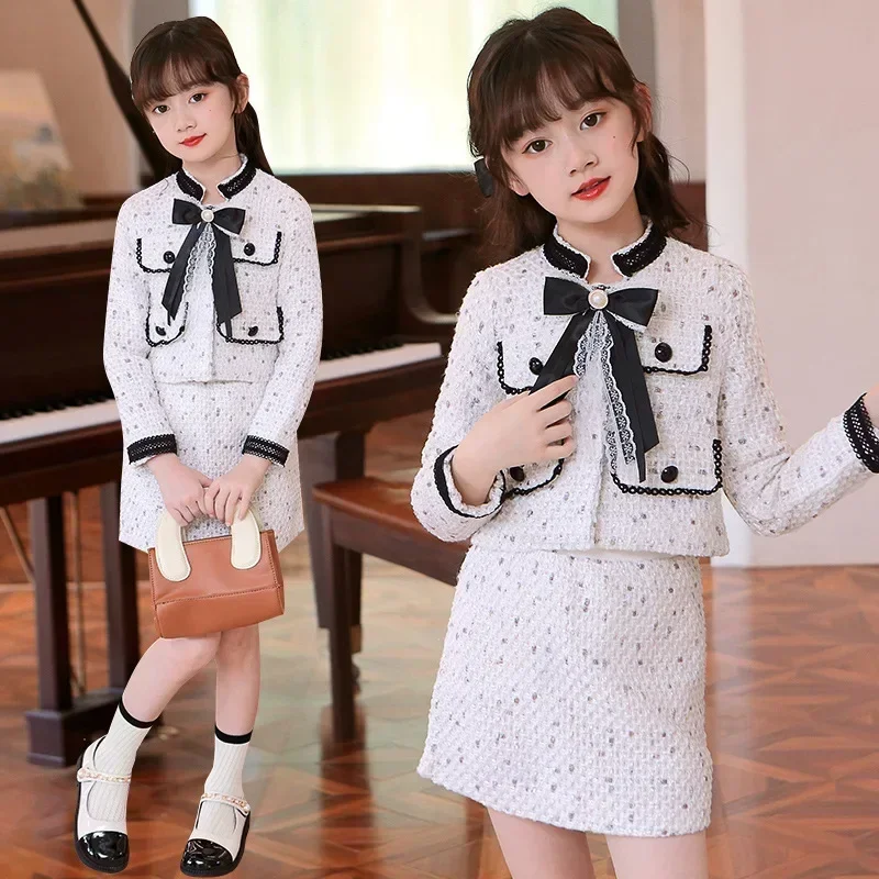 2pcs Elegant Girl Clothes Sets New Spring Autumn Children's Bow