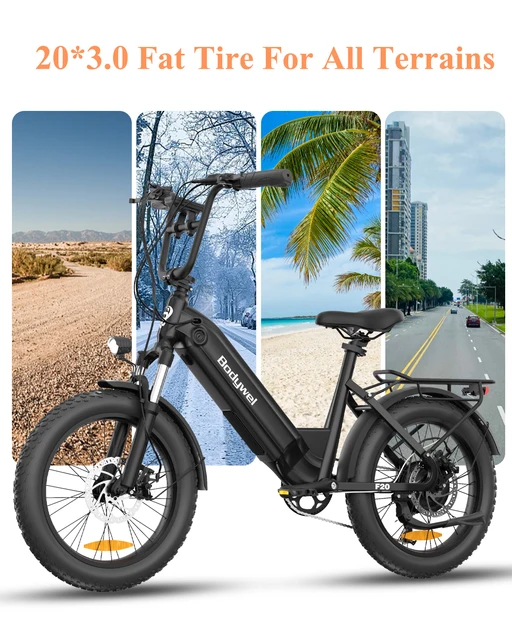 Electric Bike for Adults, 500W Fat Tire E-Bike, 20" All Terrain with 48V 13.5Ah Removable Battery, Shimano 7-Speed ebike Bodywel 6 Electric Bike for Adults, 500W Fat Tire E-Bike, 20" All Terrain with 48V 13.5Ah Removable Battery, Shimano 7-Speed ebike Bodywel 6