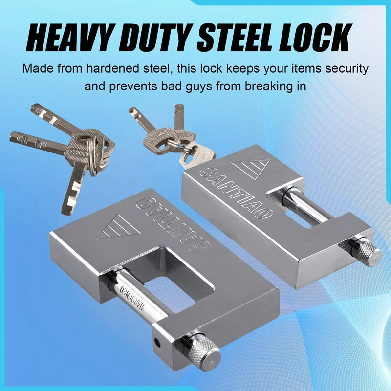 FUFU 2PCS Multifunctional Padlock Keyed Padlock Waterproof Antirust Anti-Theft Lock Pry Door Lock With 3 Keys