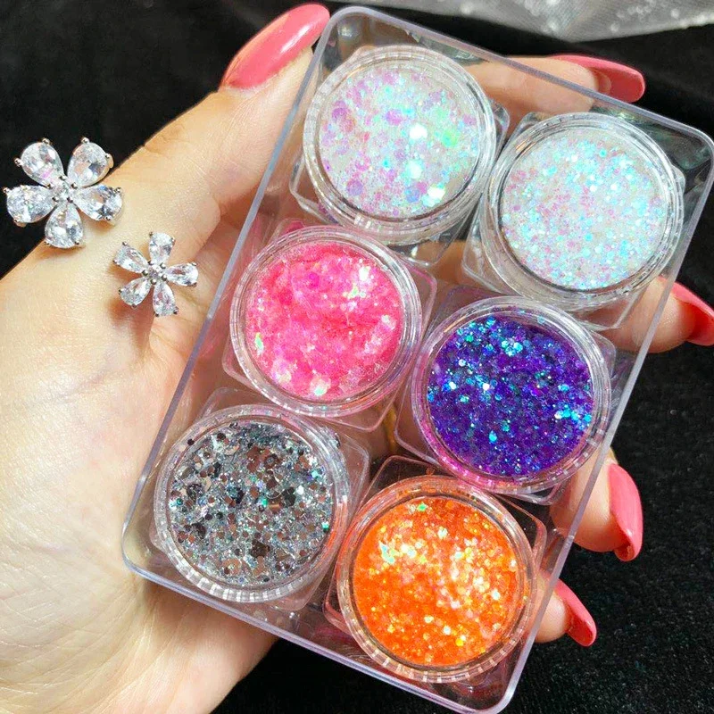 6-color Sequined Gel Cream Eyeshadow Palette Glitter Diamond Eye Makeup Hair Body Face Glitter Gel Art Flash Loose Sequins Cream 6
