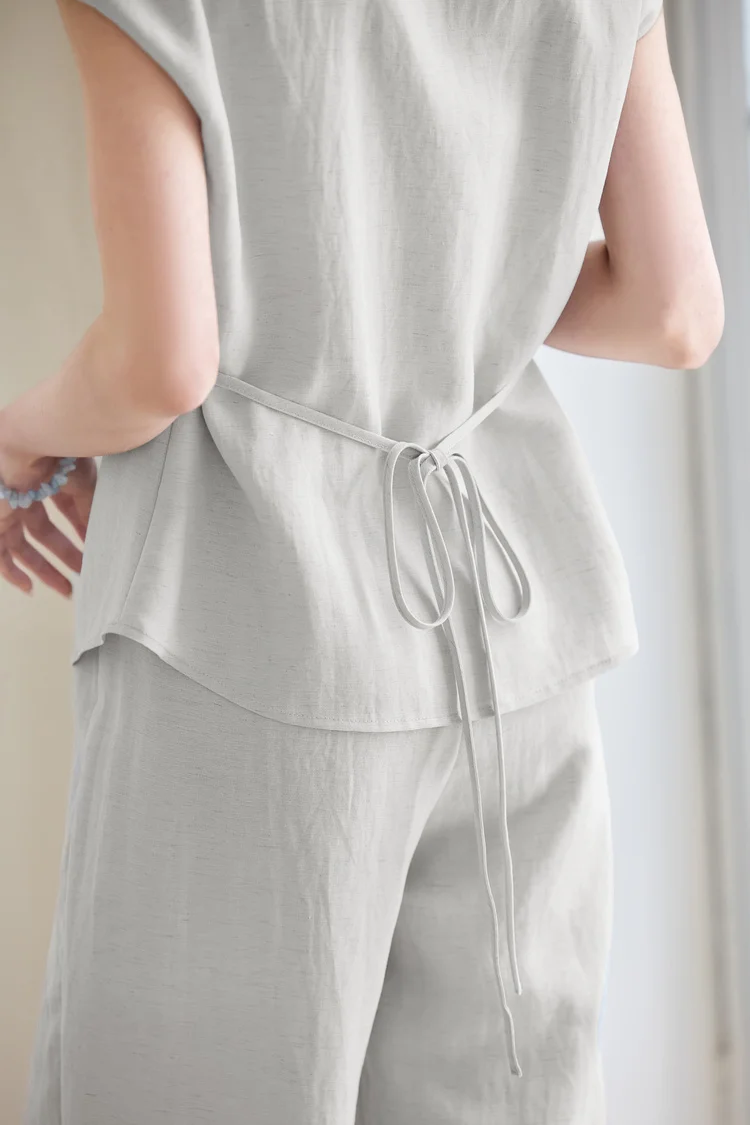 SENTUBILA Women's Linen Trouser Suit Summer Two Pieces Matching Set Women Button Shirt Straight Pant Sets 2026 Outfits 152ZA0094