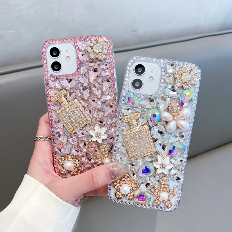 Bling 3D Perfume Rhinestone Phone Case For Iphone 14 12 11 13 15 16 Pro Max Xs Xr 16 Plus Case Diamond Telefon Kilifi Fundas phone case iphone case