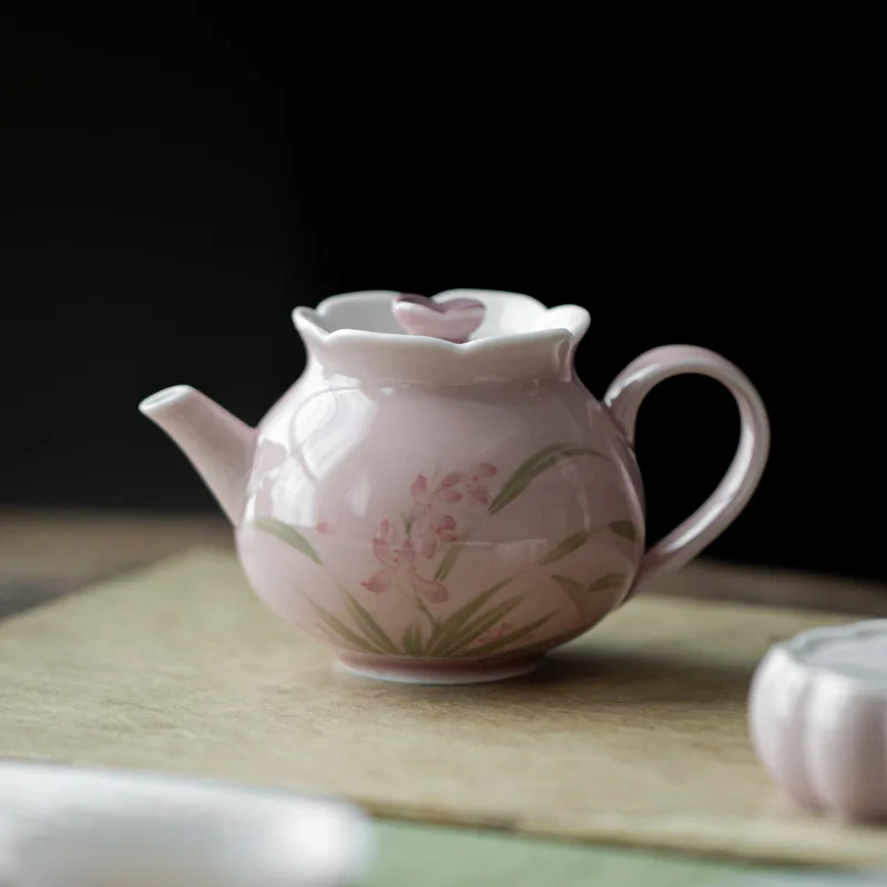 Handmade ceramic creative pomegranate teapot pure hand-painted orchid brewing teapot single pot with filter ball hole