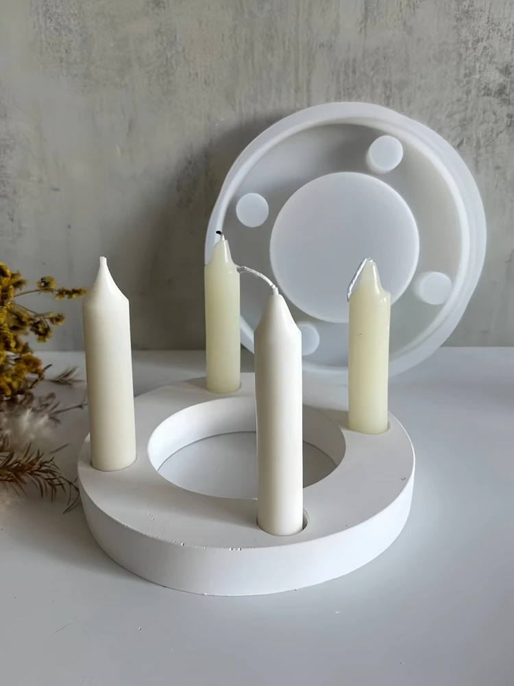 

Candle Holder Silicone Mold Four Holes Candlestick Silicone Mould Plaster Resin Drip Making Mold Resin Ornaments Home Decoration
