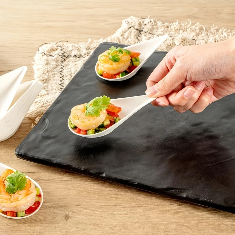 Disposable Paper Dessert Plates – High-Quality Water Drop Shaped Serving Trays – Eco-Fr... - SKU DPP12329 - UGI Packaging