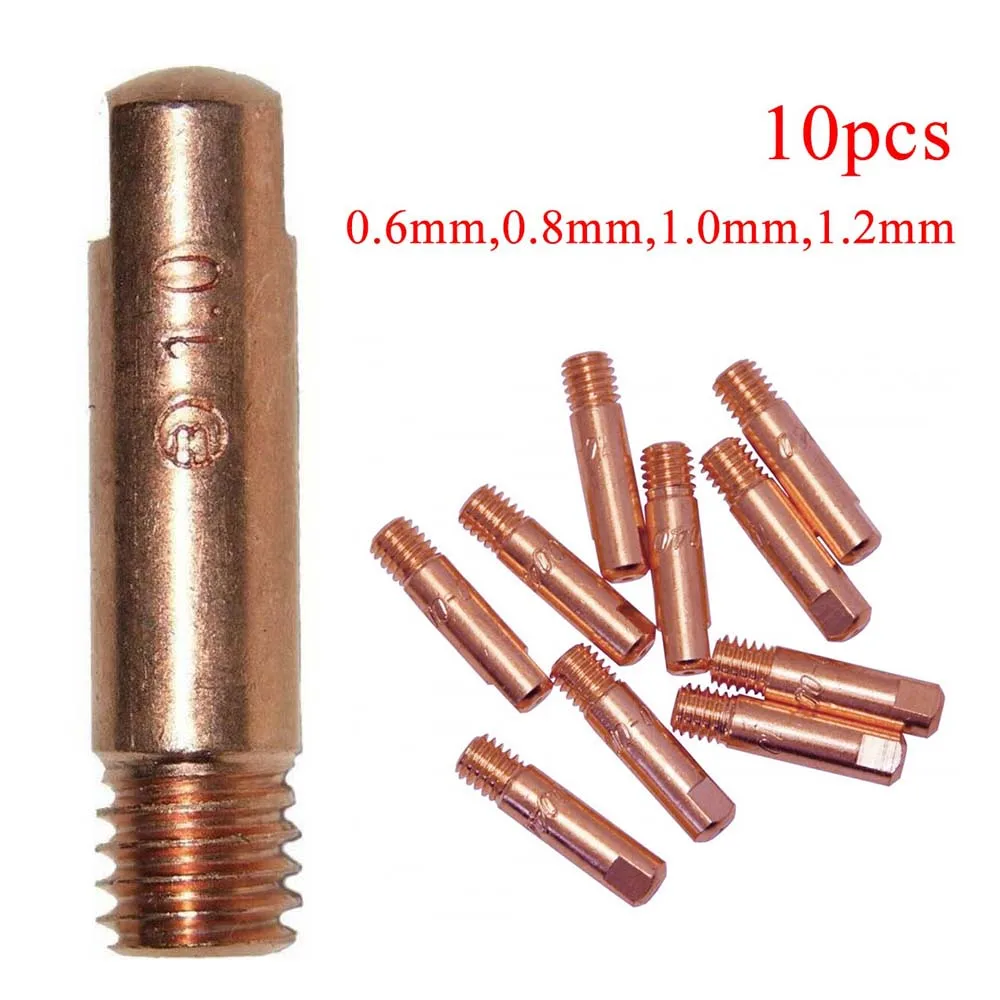 MB15AK Welding Contact Tips 0.6-1.2mm Thread M6 10pcs for Style Torches MIG/MAG Welder Torch Consumables Power Tools