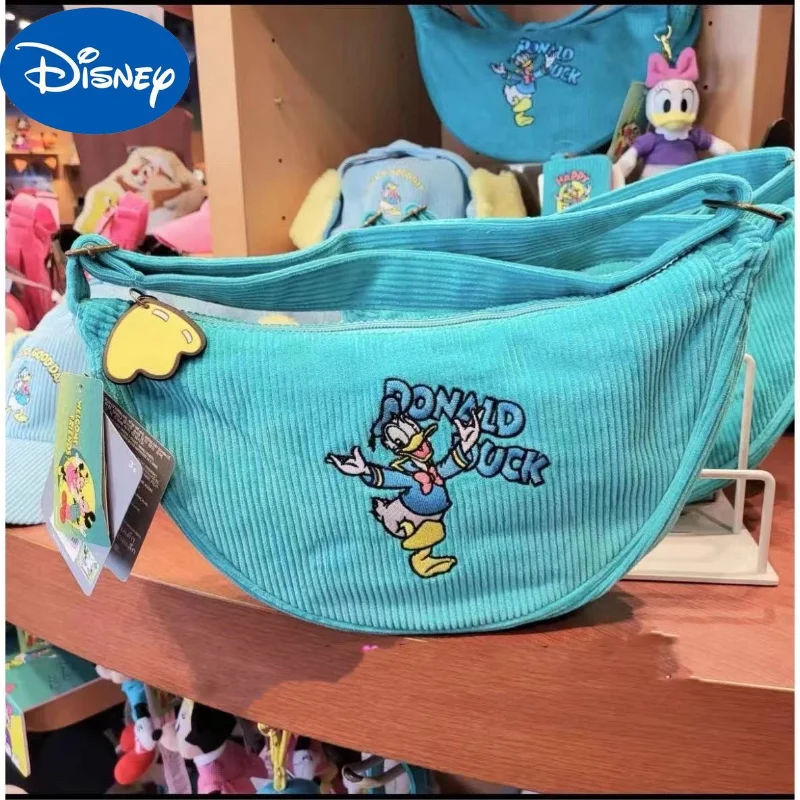 

MINISO Disney Cute Cartoon Mickey Donald Duck Bag Retro Series Corduroy Crossbody Bag One Shoulder Bag Tote Underarm Bag