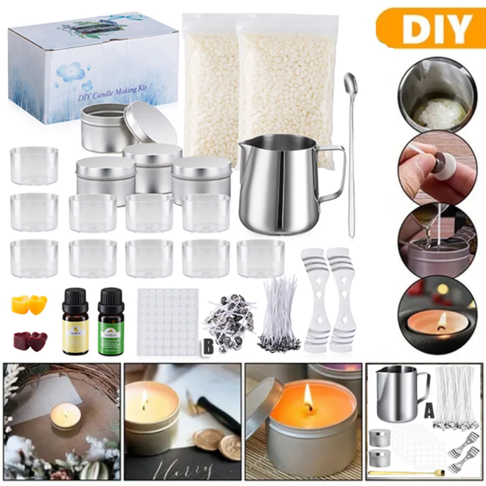 DIY Candle Making Kit Soy Bean Wax Candle Making Supplies Aromatherapy Candle  Making Set Beeswax Crafts Handmade Candle Making