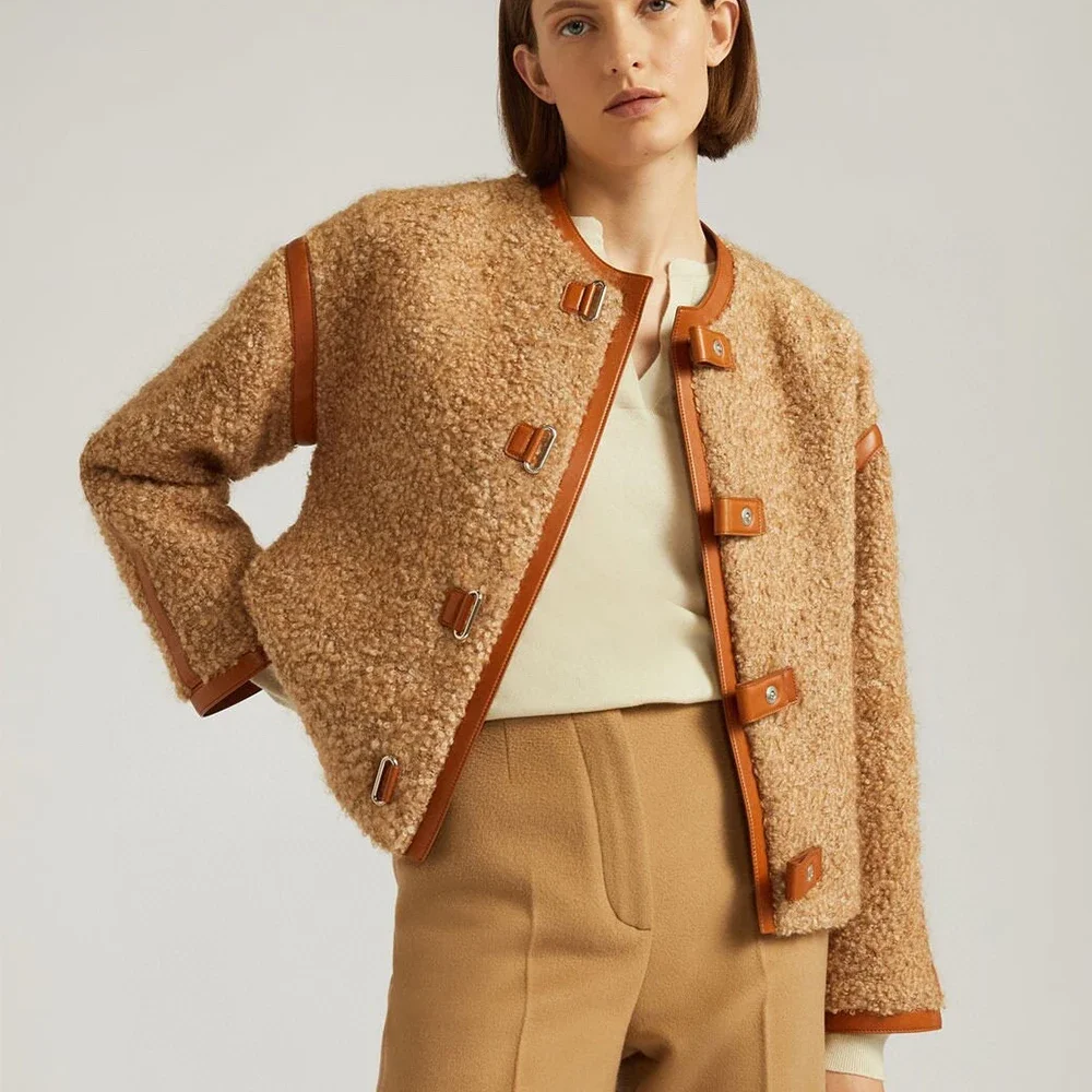 

NIGO Loose Square Neck Women's Fashion Long Sleeve Chocolate Color Jacket Women's Loose Jacket Coat #nigo6582